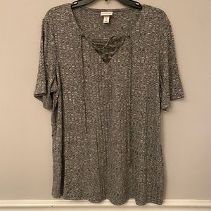 Abs & Viv gray ribbed shirt sleeve shirt X 14W